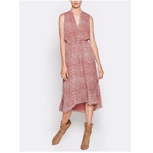 Joie Hilarie Snake-Print Silk Midi Dress in Laurel color Size XS NWT